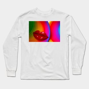 Red lips On Colorful Rings Long Sleeve T-Shirt